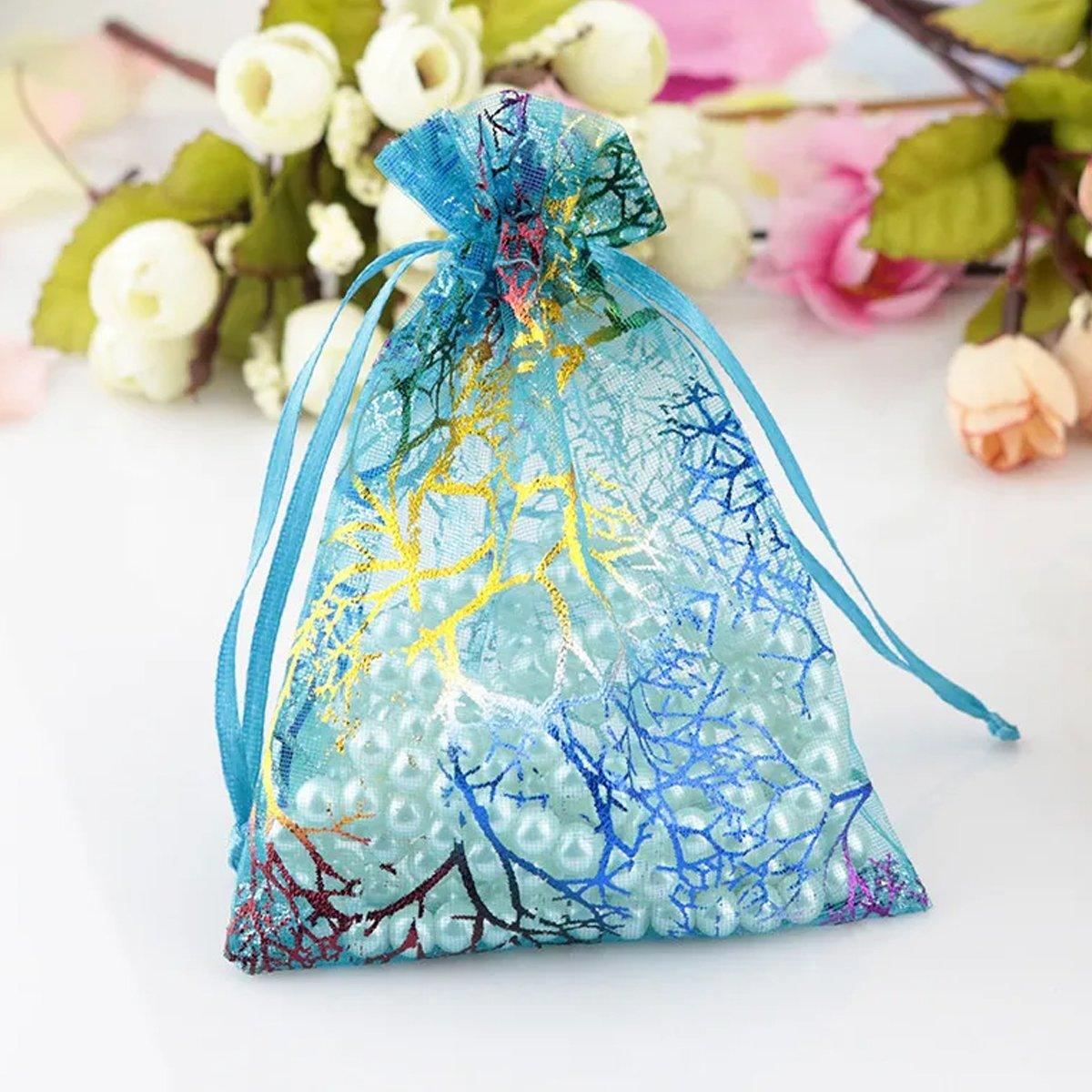 4 Colors Mixed 25PCS organza Bundle Pocket Gift Yarn Bag