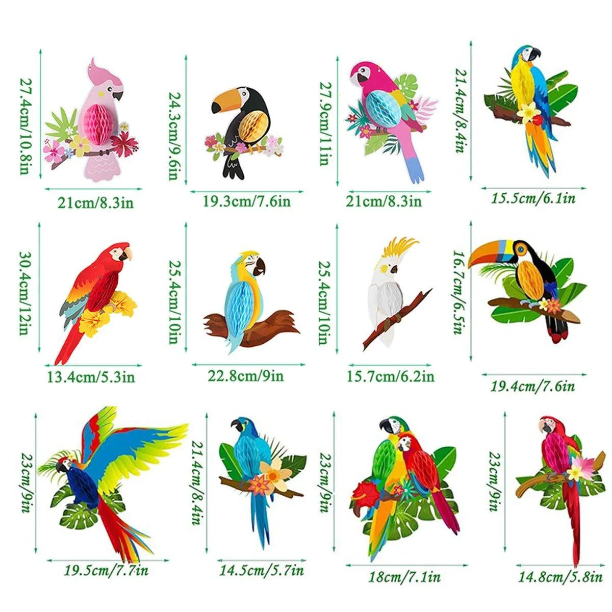 6/9/12pcs Parrot Charm Party Decoration