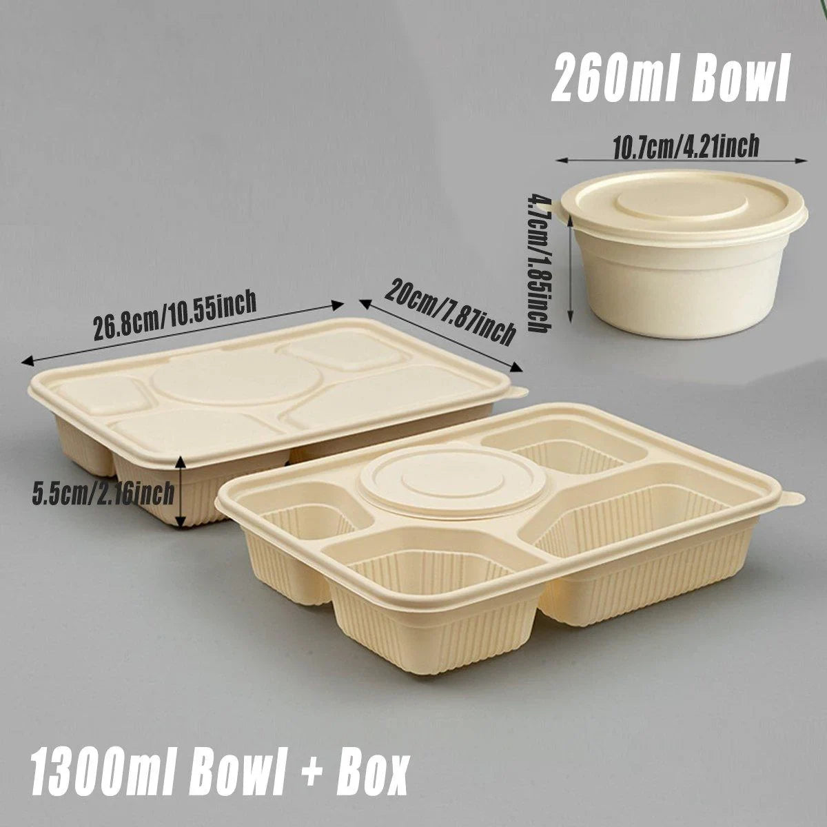 50pcs Degradable Corn Starch Box Food Container