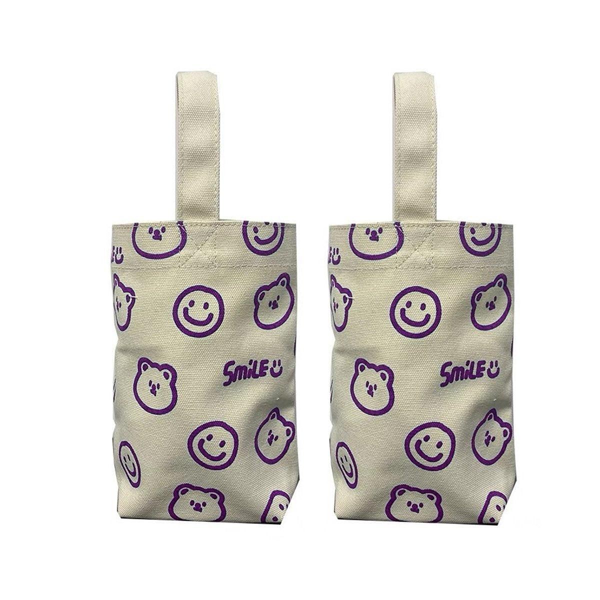 Red Blue Small Canvas Bags Cup Holders 2PCS