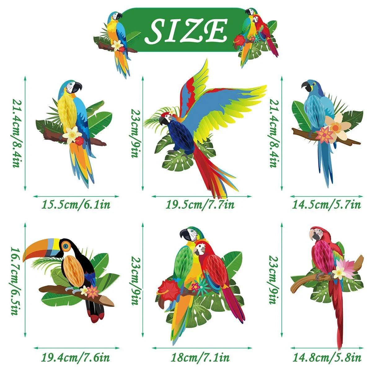 6/9/12pcs Parrot Charm Party Decoration