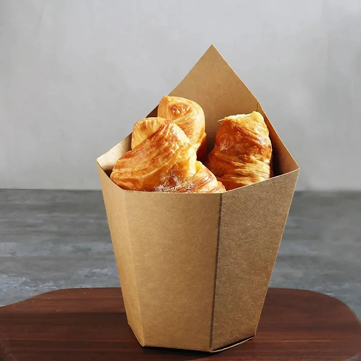 Disposable Folding Hexagon Kraft Paper Cups 100PCS