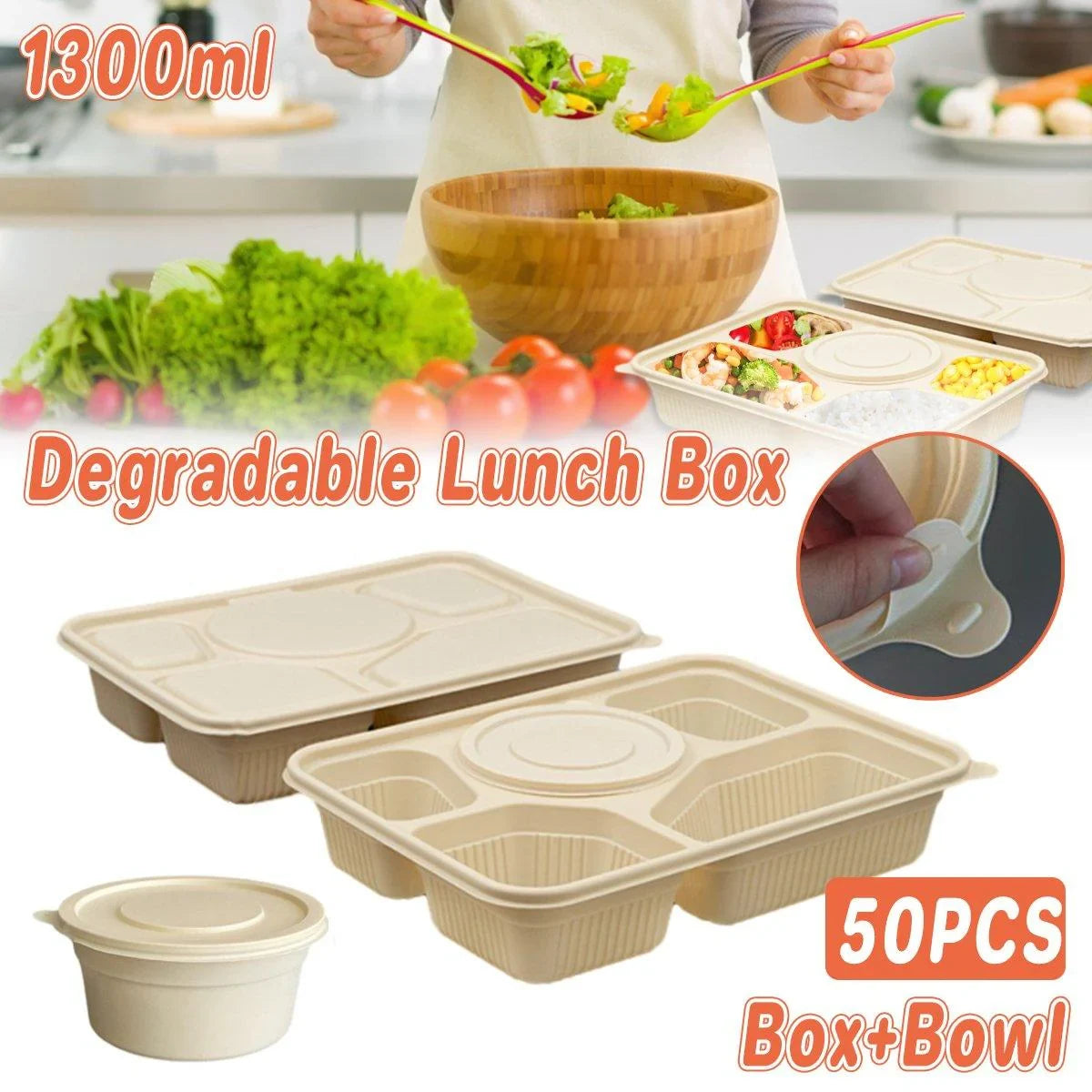 50pcs Degradable Corn Starch Box Food Container
