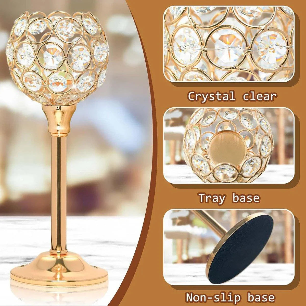 3PCS Crystal Candle Holders