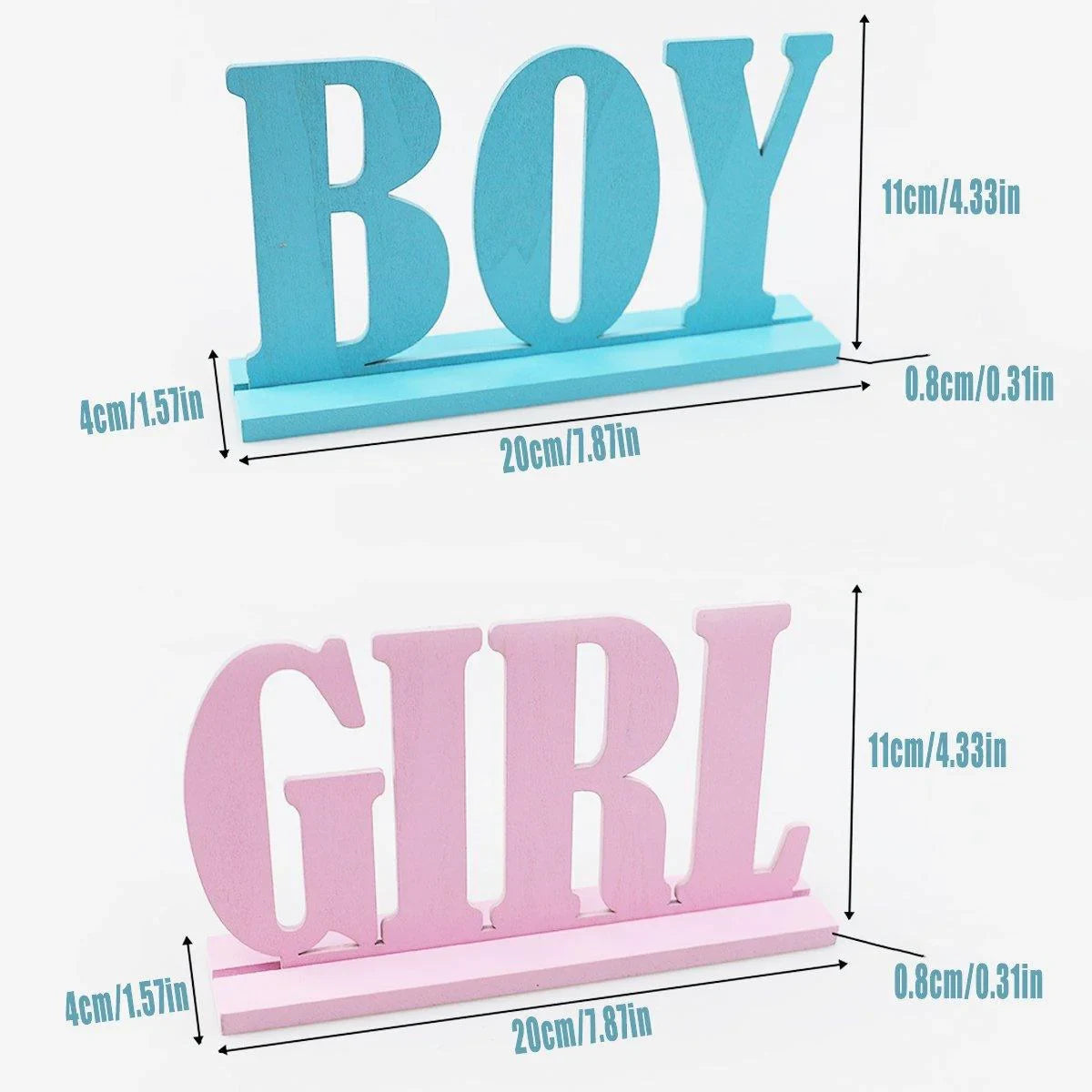 Wooden Party Decorations Blue/Pink 2PCS