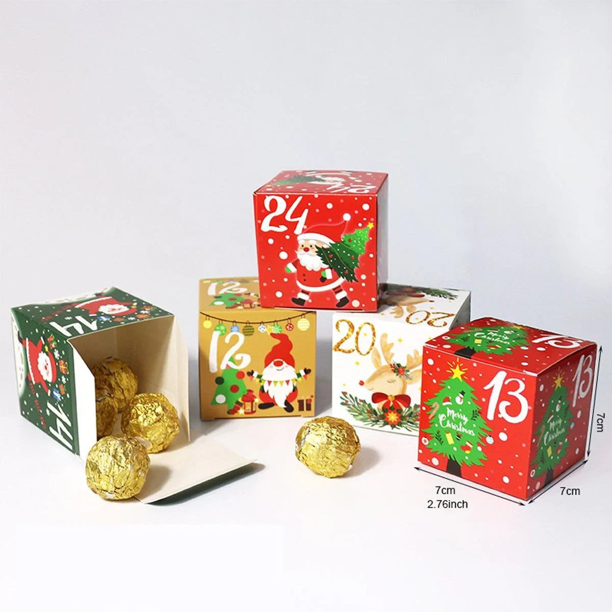 Countdown to Christmas with this festive set of 24 Christmas Candy Boxes!