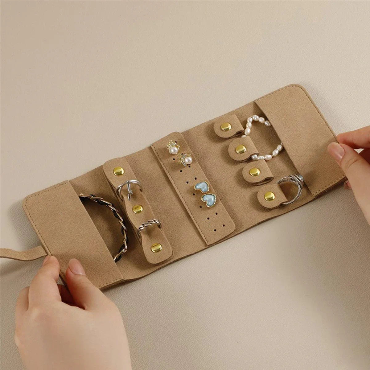 Travel Portable Jewelry Organizer Pouch 9Colours 1PC