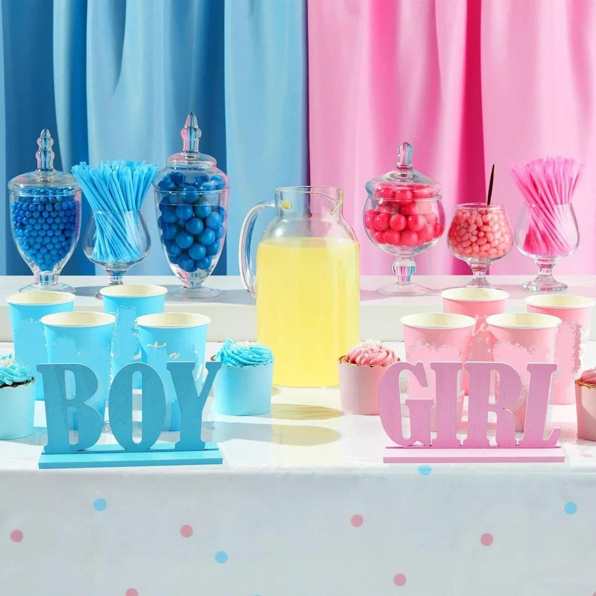 Wooden Party Decorations Blue/Pink 2PCS