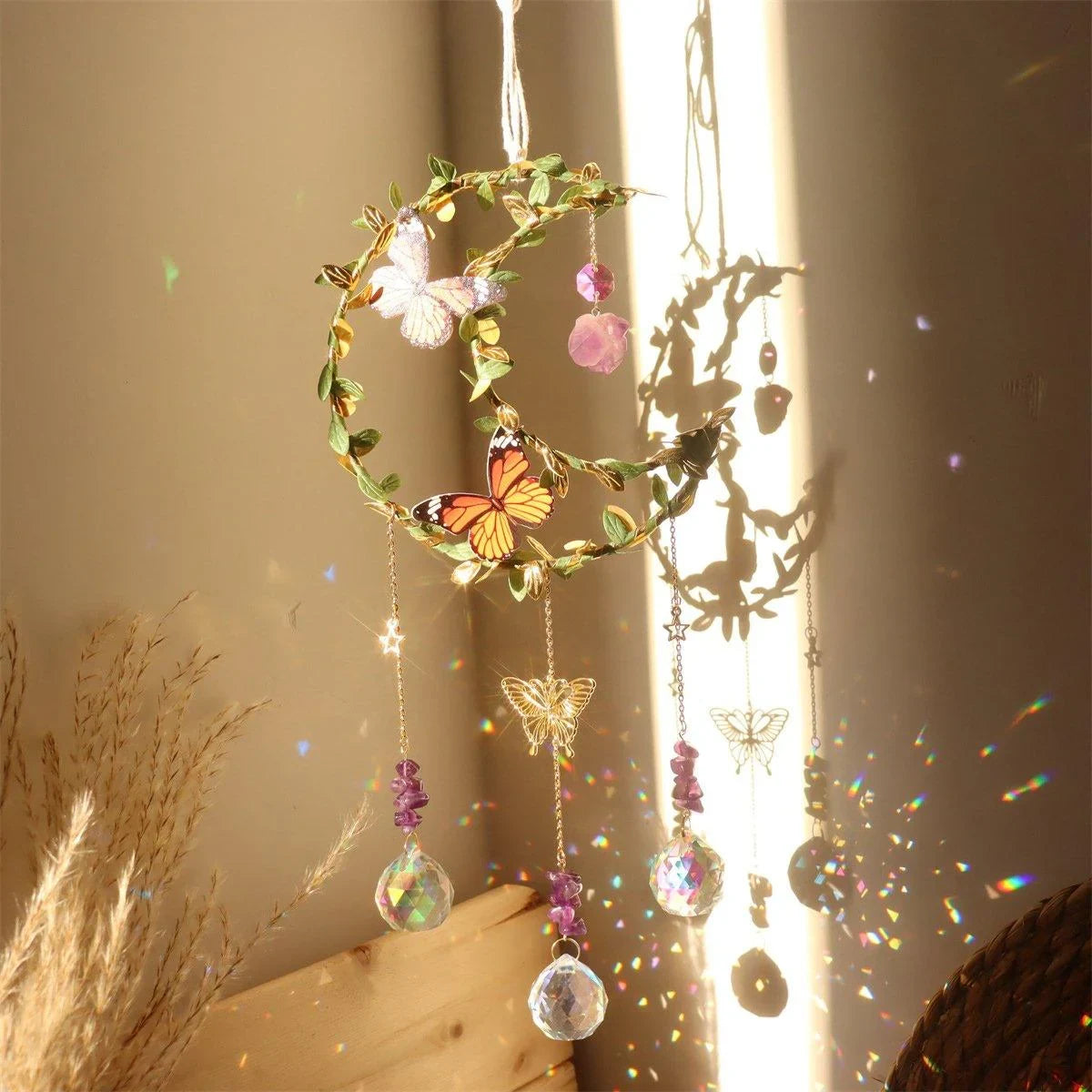 Moon Butterfly Flower Wind Chimes Garden Pendant 2Styles 1PC