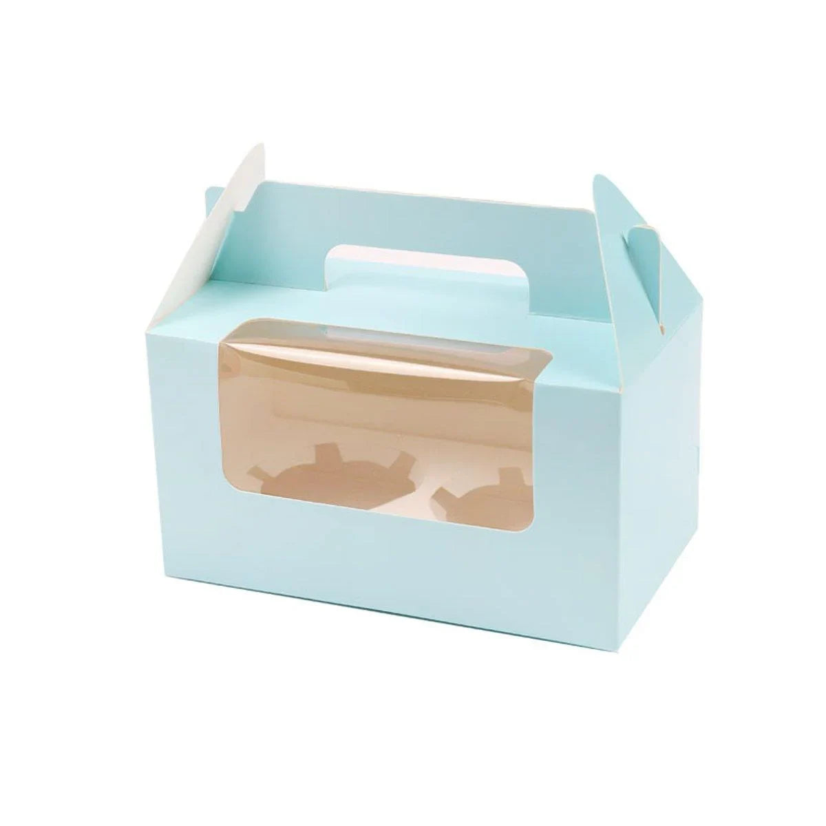 Food-Grade Cardboard Portable Cupcake Packaging Boxes with Window 25PCS