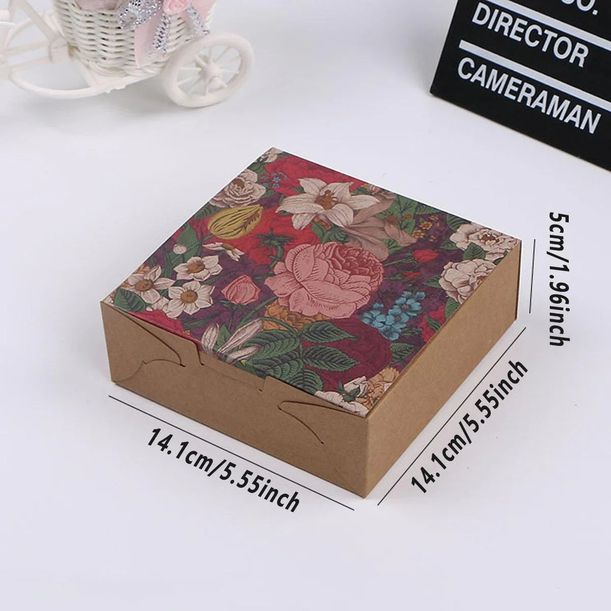 25PCS Kraft Paper Moon Cake Cookie Hand Packaging Box