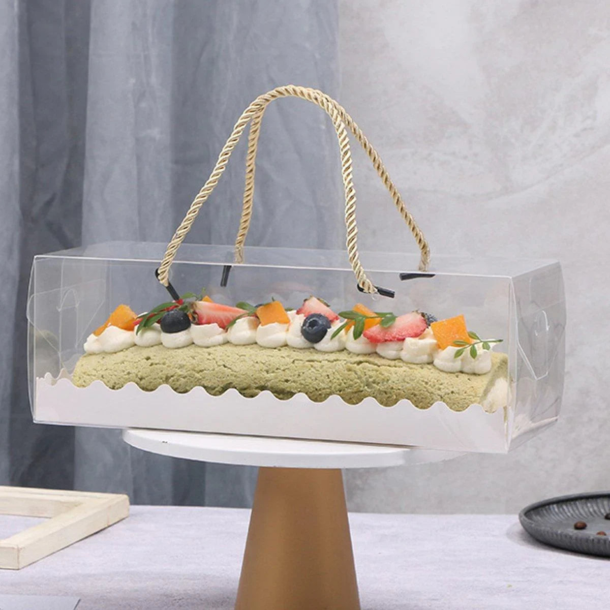 Transparent Plastic Cake Roll Packing Boxes 25PCS