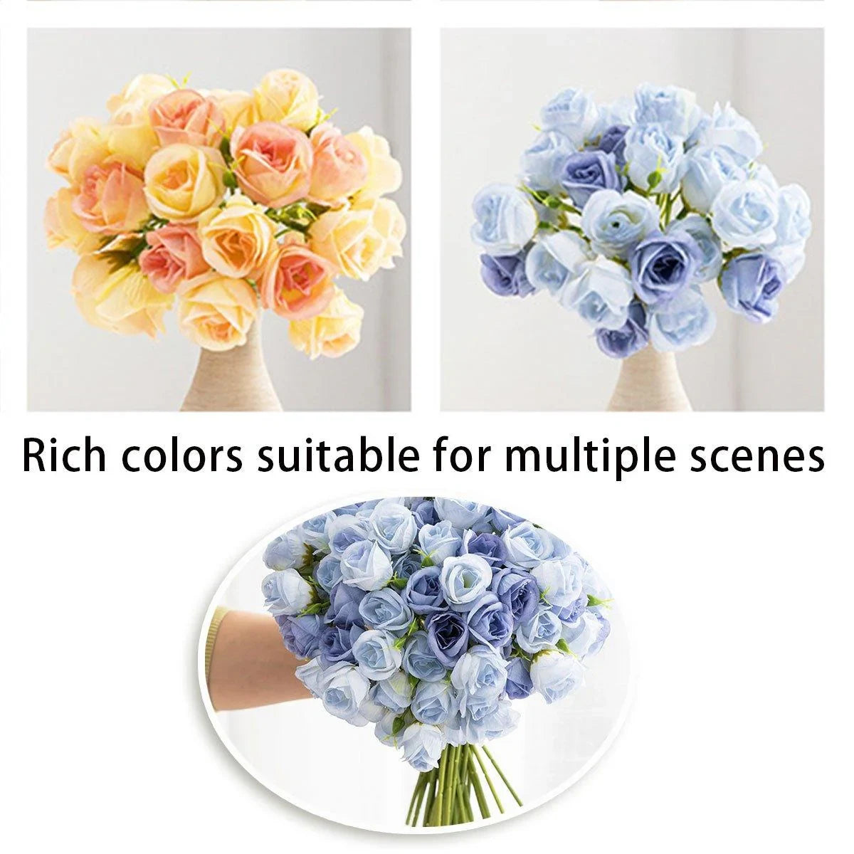 27 Head Broken Ice Blue Holding Flower Fake Flowers 2PCS