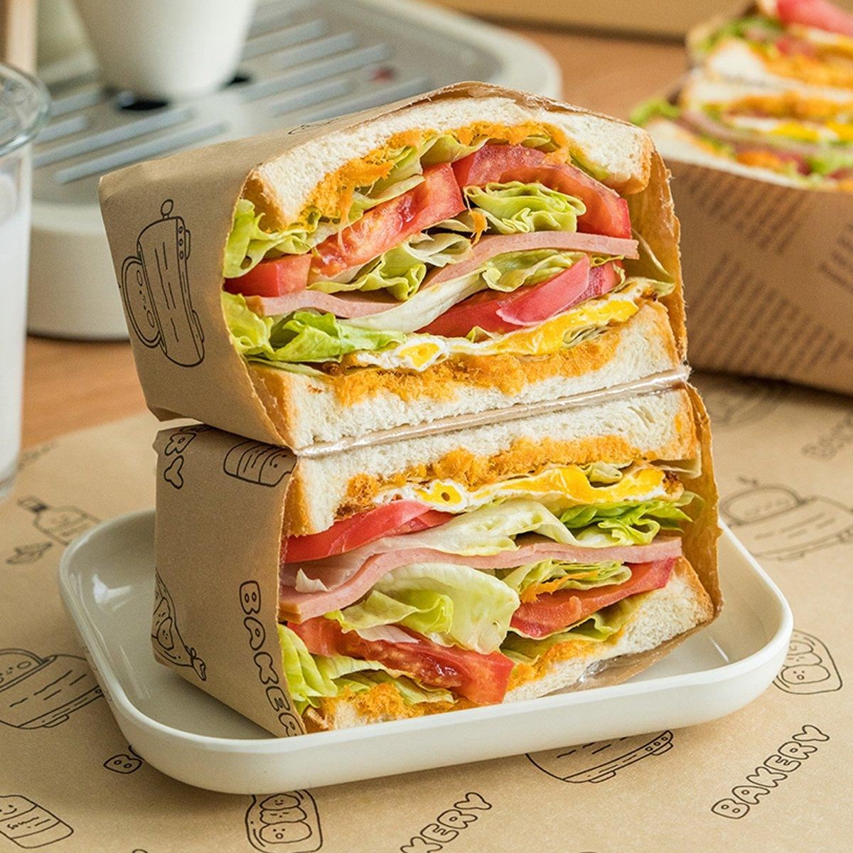 Grease-Proof Coated Sandwich Wrapping Papers 100PCS