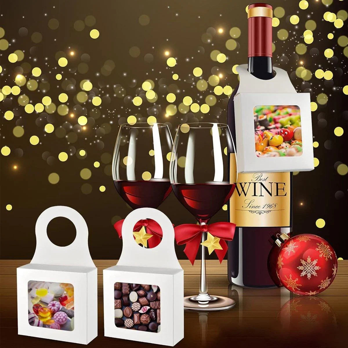 Enhance your gift presentation with these elegant paper wine bottle boxes, designed to add a touch of class to your special occasions.