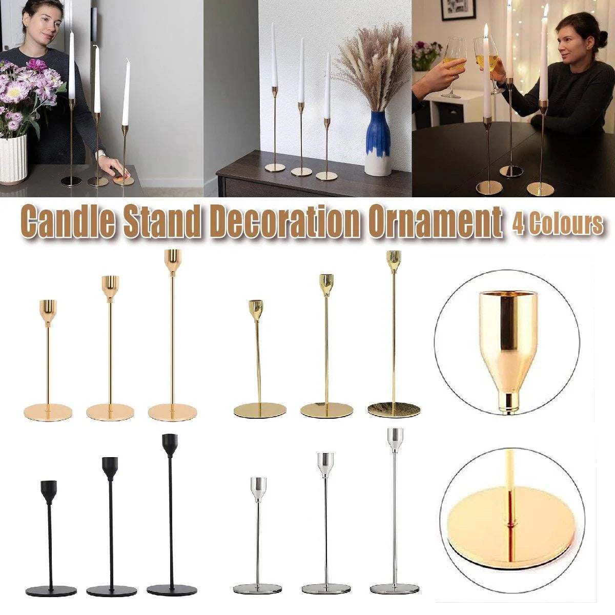 Candle Holder Decoration Crafts 4Colours 3PCS