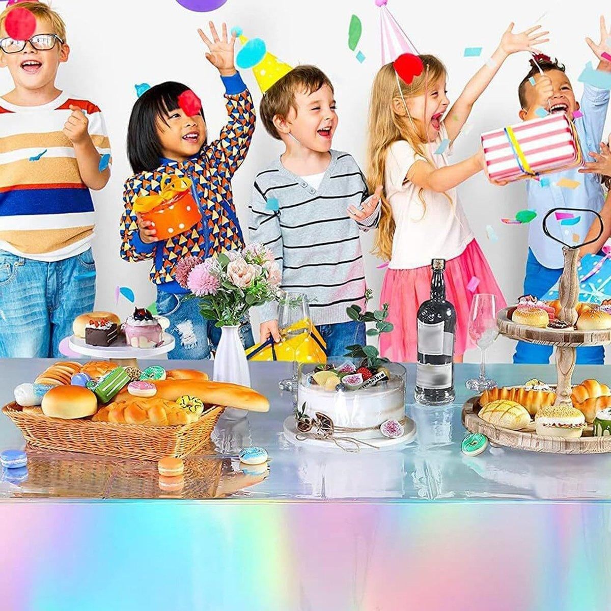 10PCS Disposable Party Decorative Tablecloth Laser Colorful
