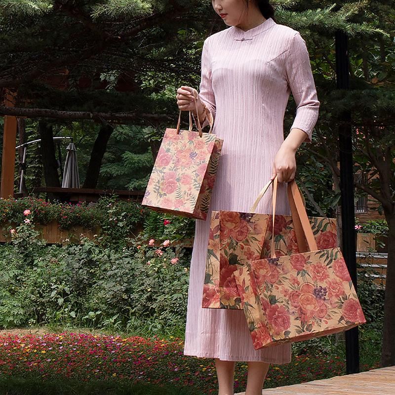 Kraft Vintage Paper Bags with Handles for Gifts 10PCS