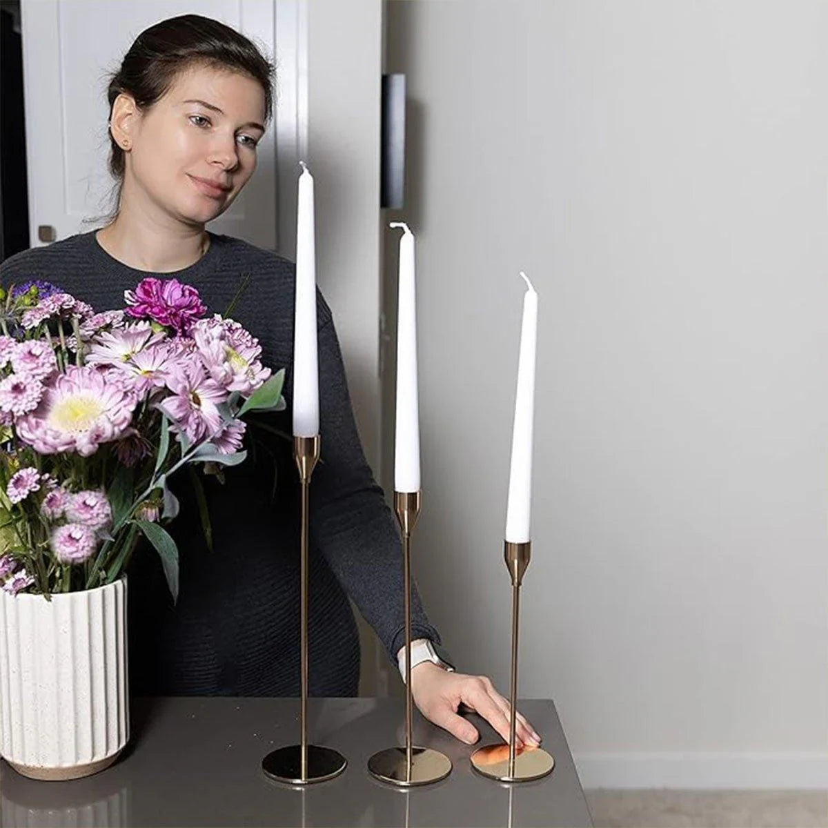 Candle Holder Decoration Crafts 4Colours 3PCS