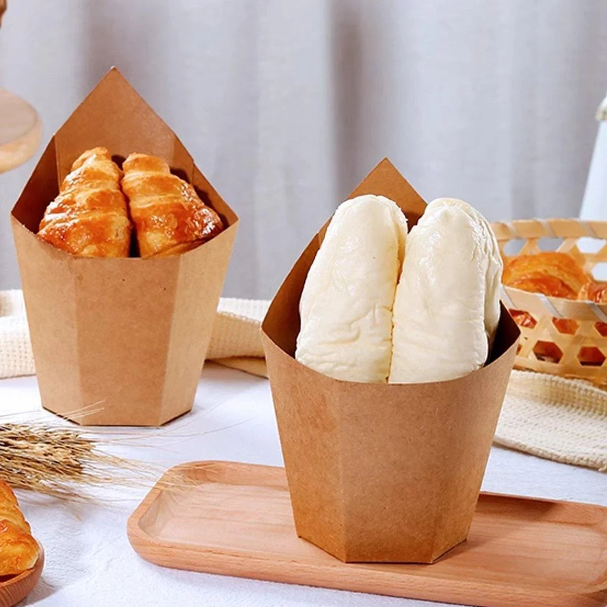 Disposable Folding Hexagon Kraft Paper Cups 100PCS