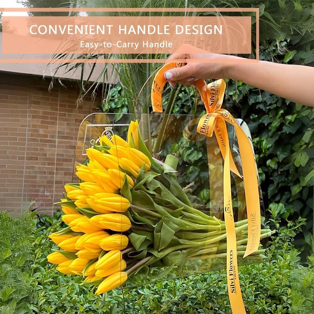 Transparent Flower Handbags PET Floral Display 10PCS