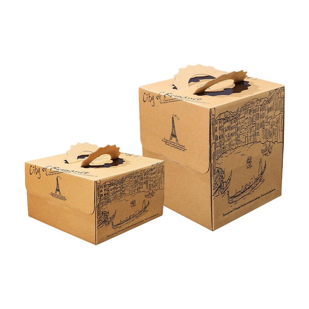 European Style Kraft Paper Cake Boxes 10PCS