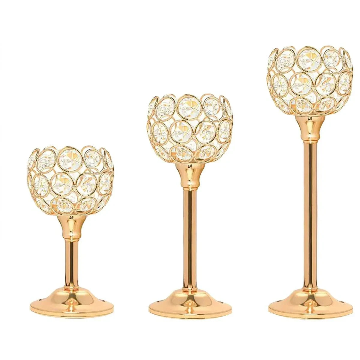 3PCS Crystal Candle Holders