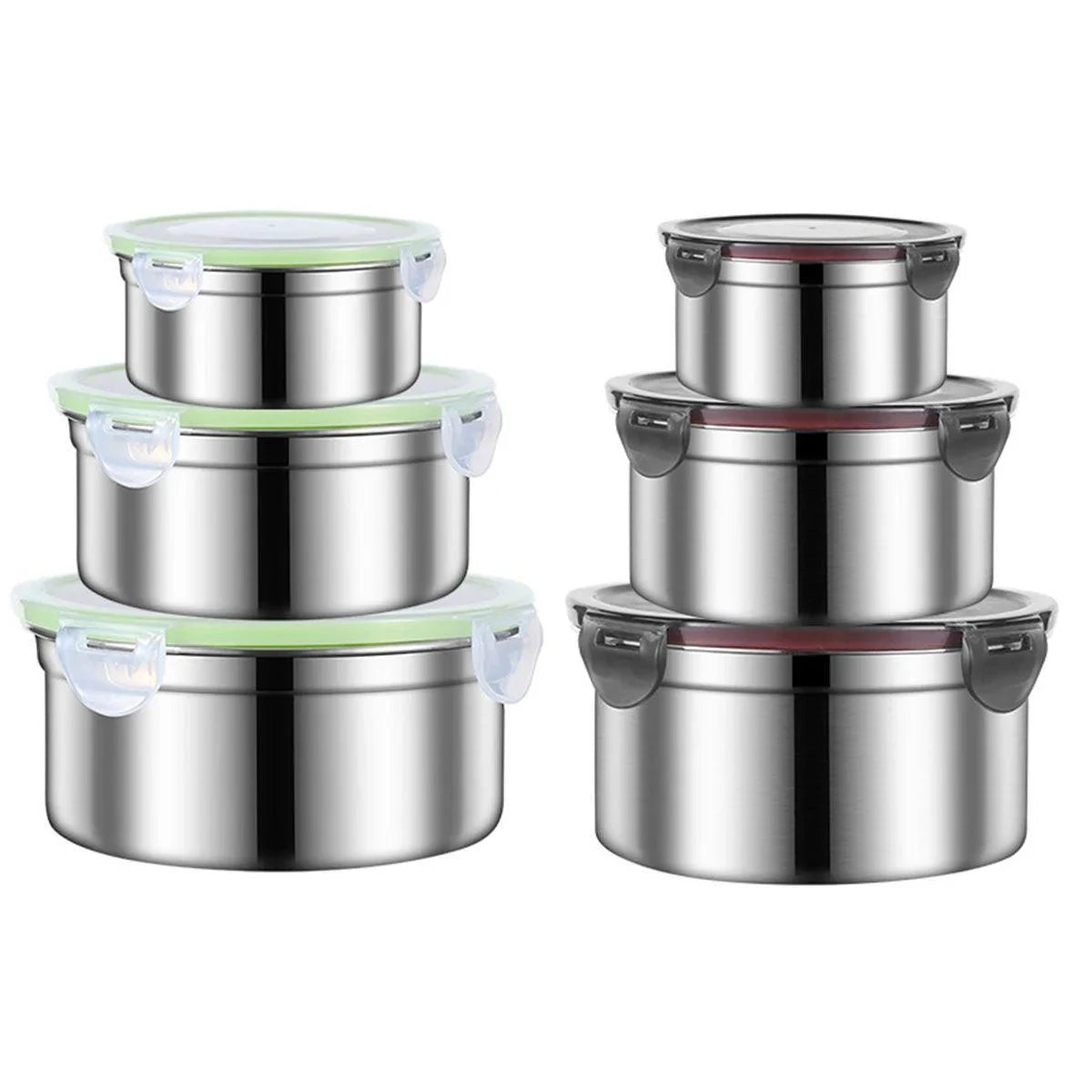 3PCS Stainless Food Container with Lid Round