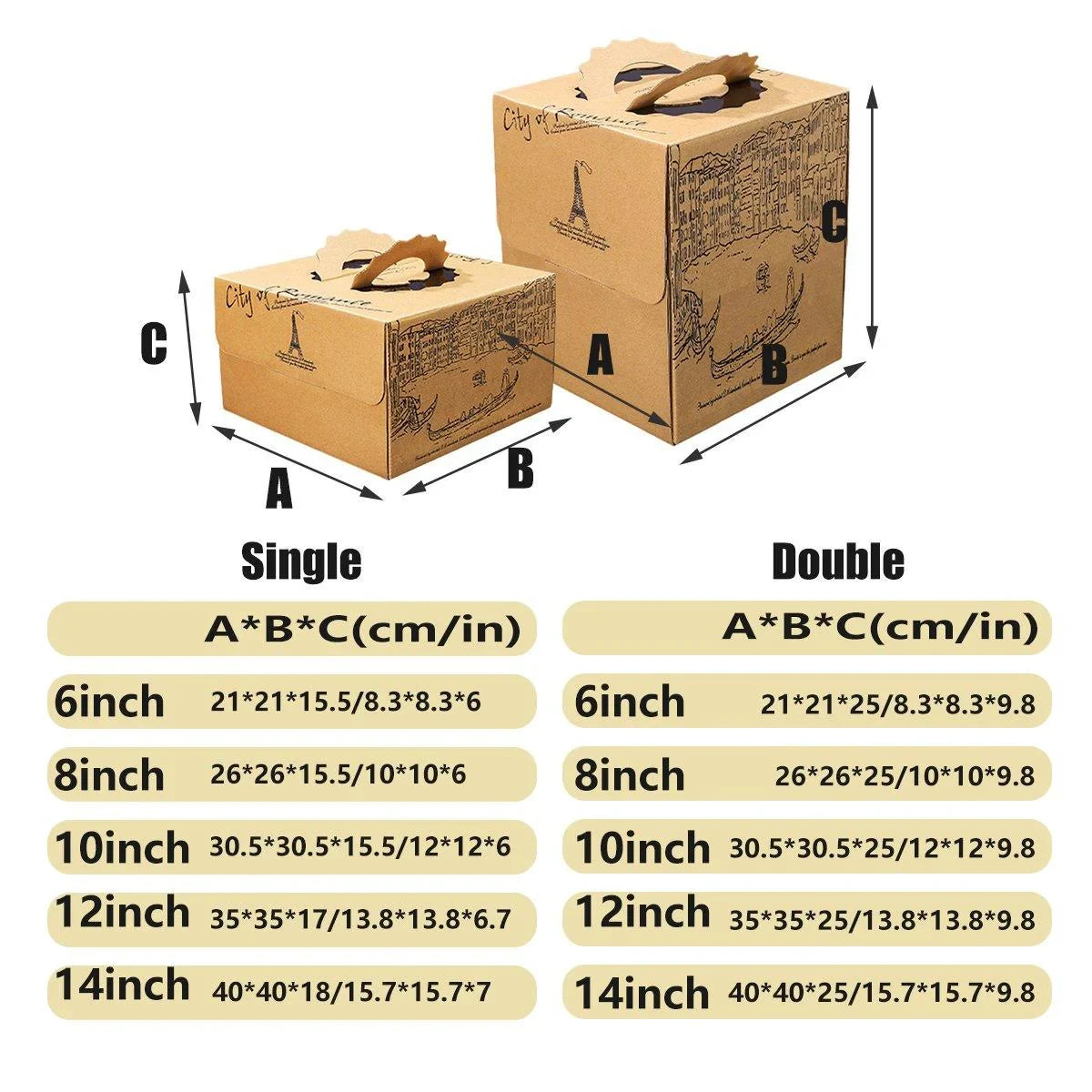 European Style Kraft Paper Cake Boxes 10PCS