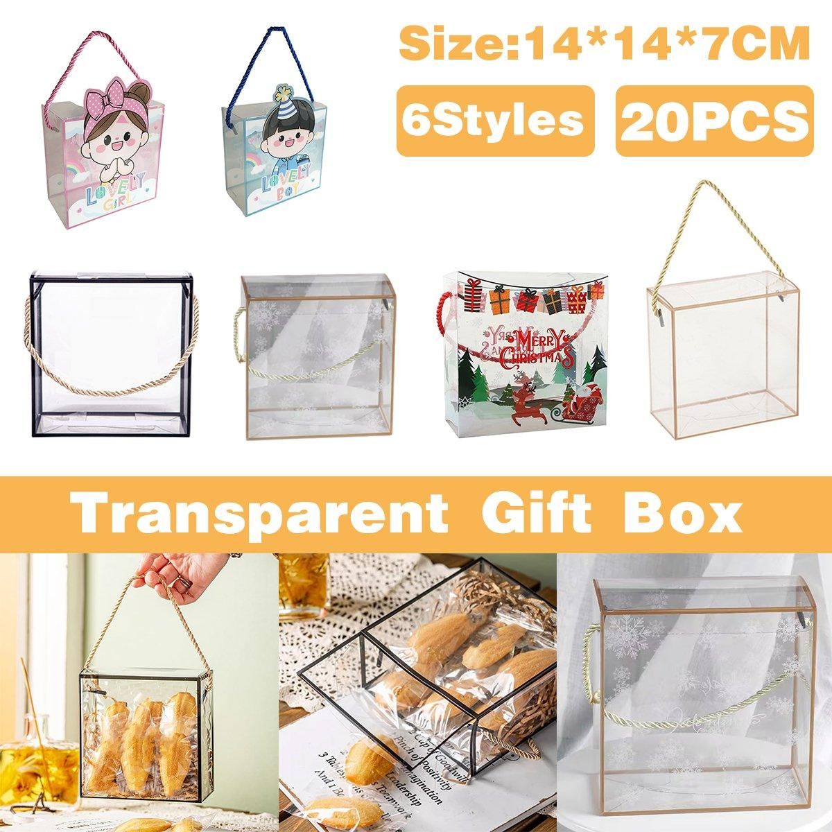 PET Plastic Candy Boxes with Handles Clear Display 20PCS