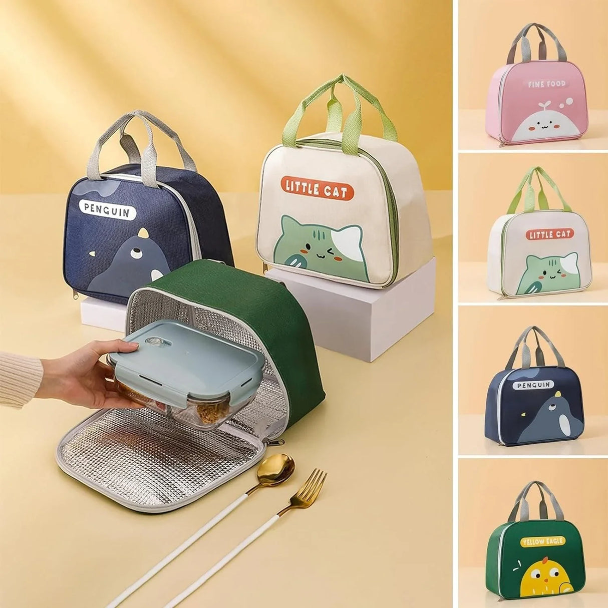 Reusable Cartoon Lunch Bag 4Colors 1PCS