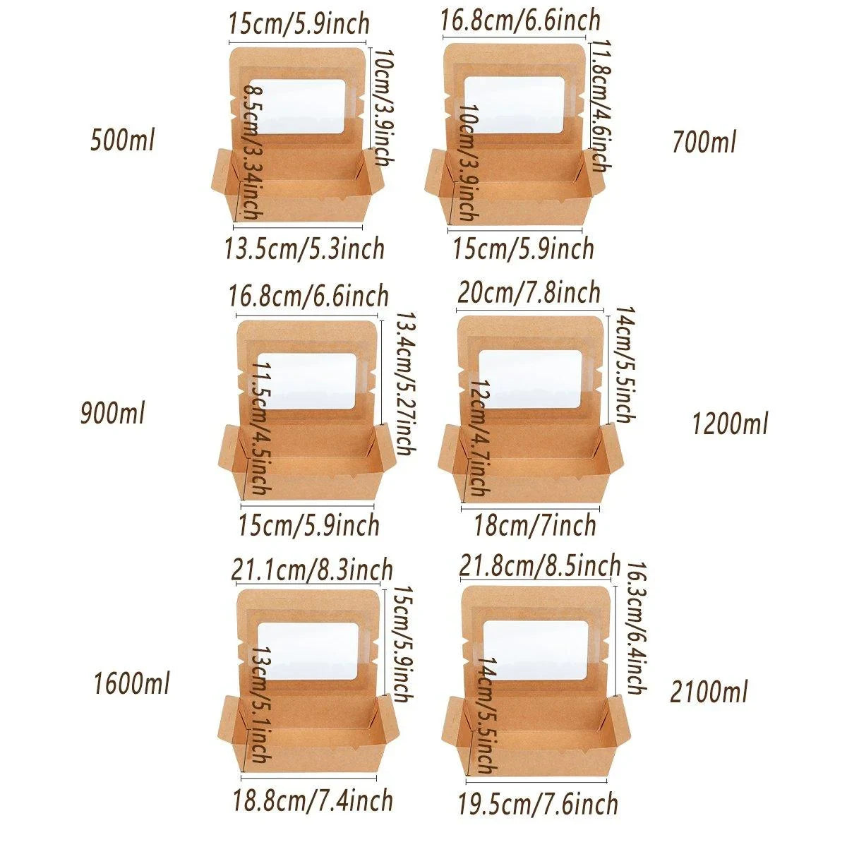 50pcs Kraft Paper Take Out Box