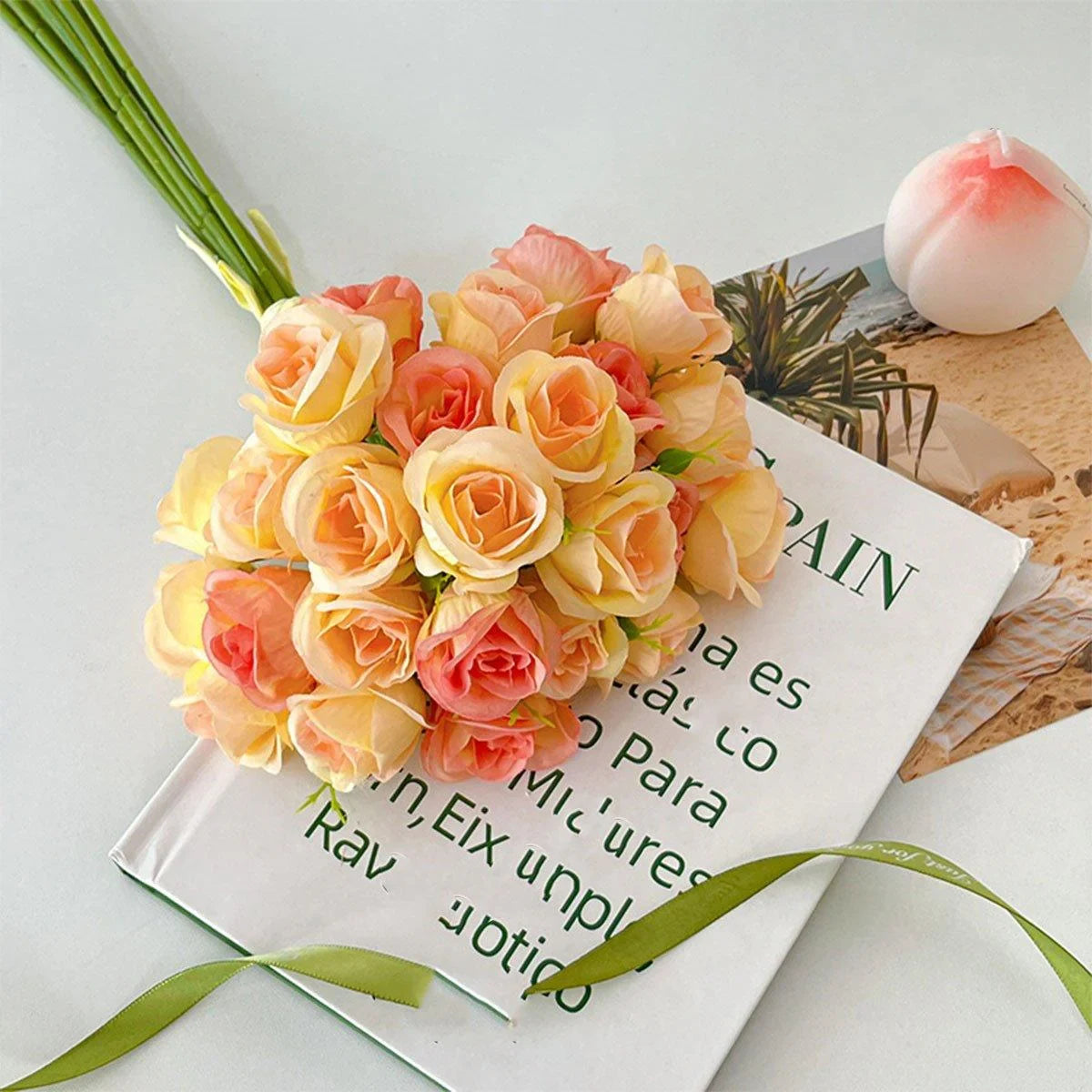 27 Head Broken Ice Blue Holding Flower Fake Flowers 2PCS