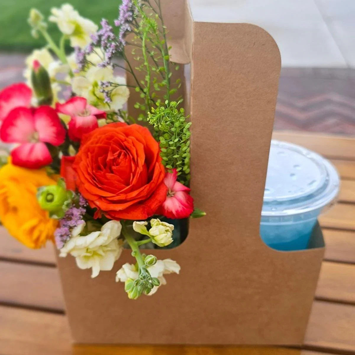 Kraft Paper Cup Holder Portable Coffee Drink Carrier Reusable Cup 100PCS