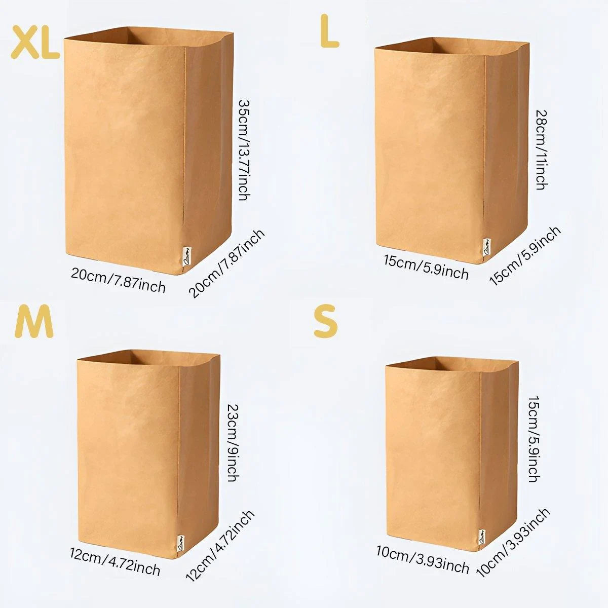 3PCS Washable Kraft Paper Storage Bag Kitchen Organizer