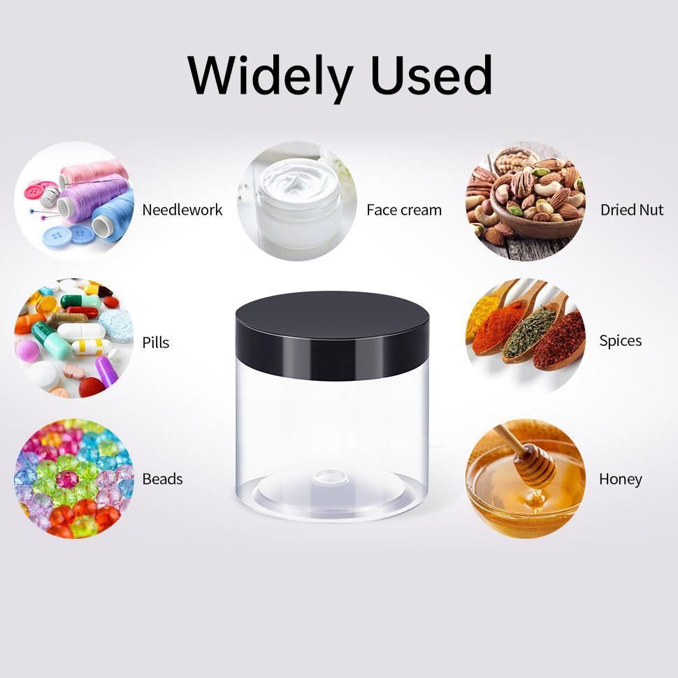 Durable PET Plastic Jars for Skincare Products Clear 10pcs