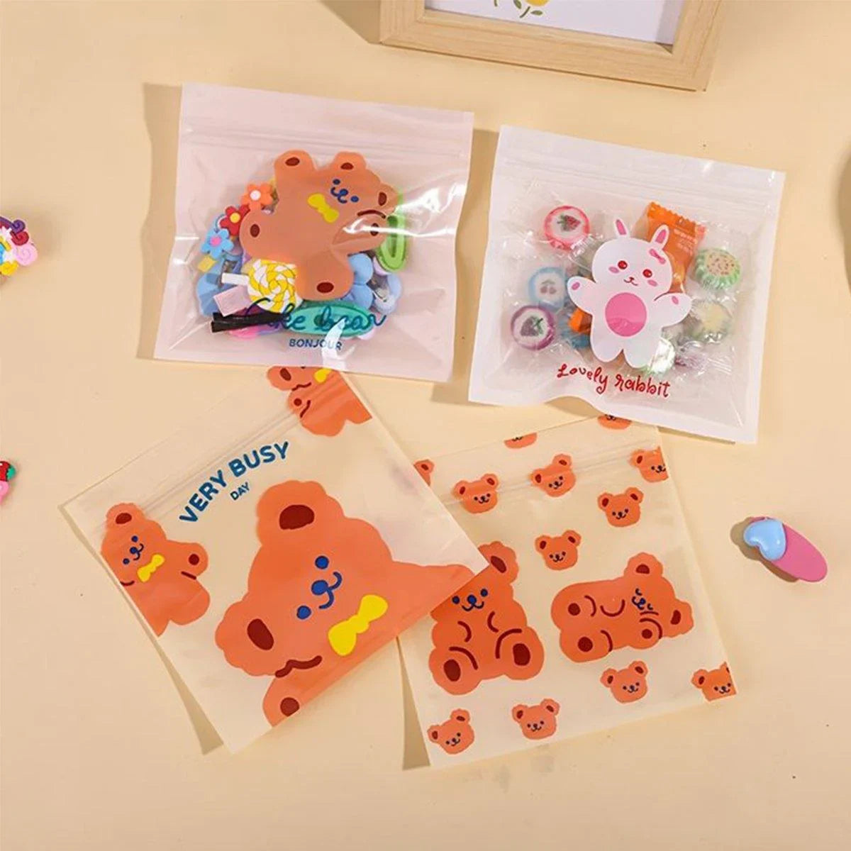 These cute cartoon Ziplock bags are perfect for keeping your snacks, candies, and cookies fresh and secure.