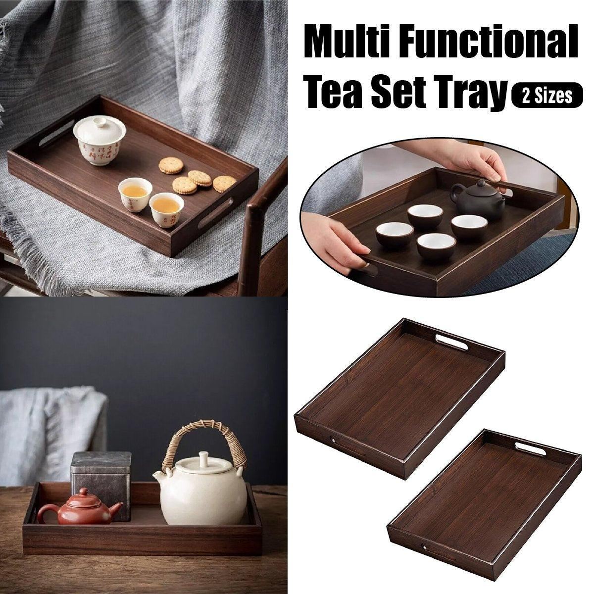 Japanese Style Bamboo Tea Tray Walnut 1PC