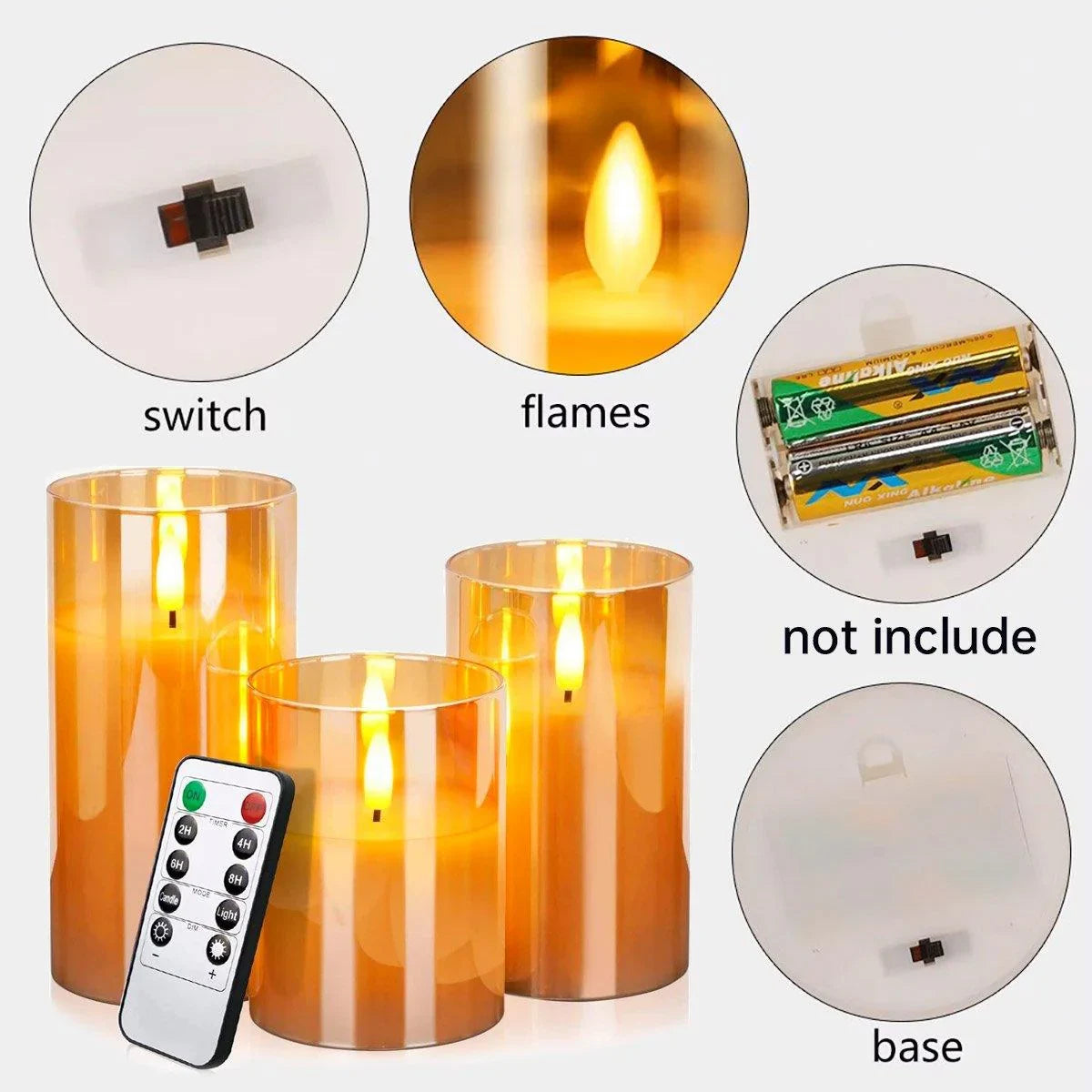 Simulation Swing LED Electronic Candle 3PCS
