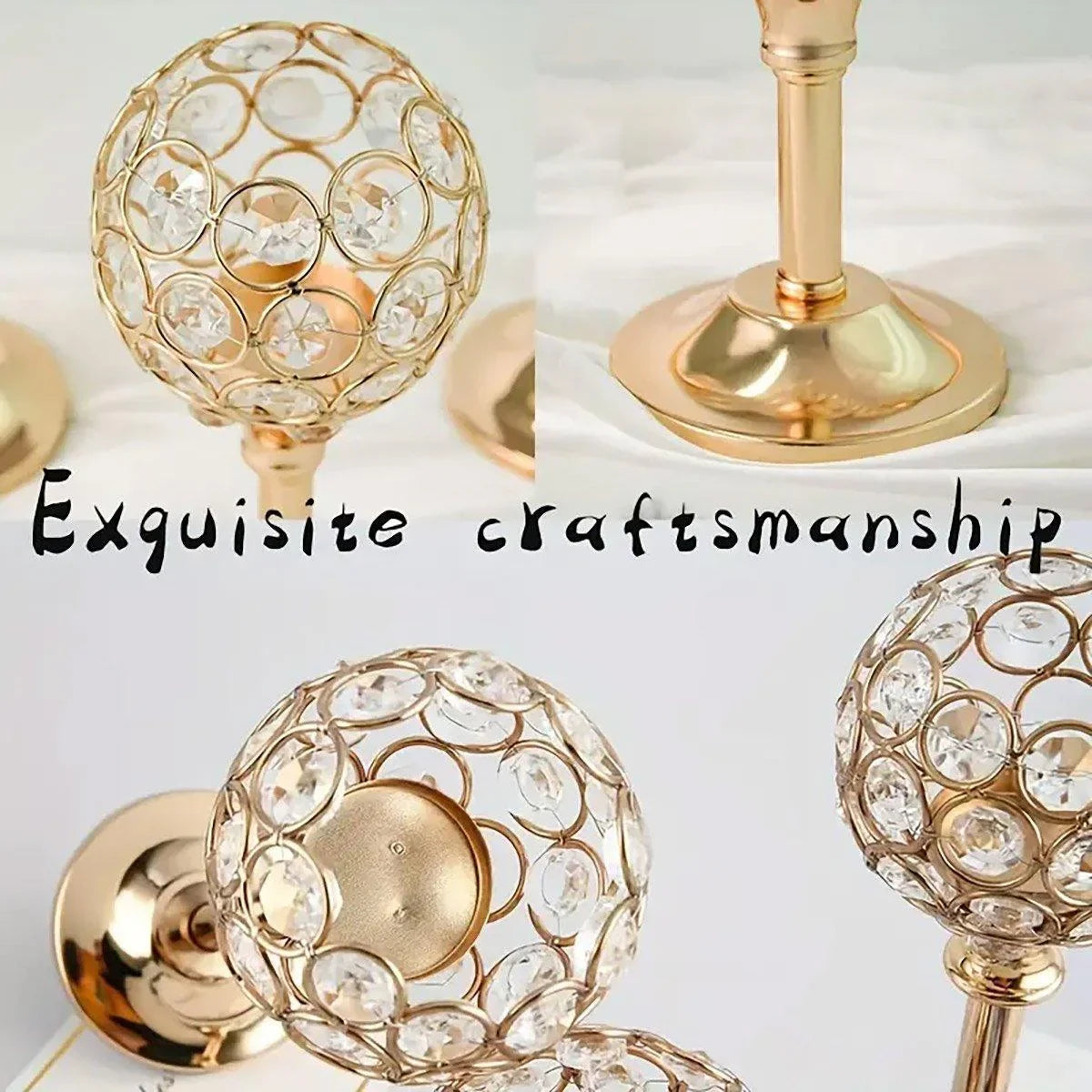 3PCS Crystal Candle Holders