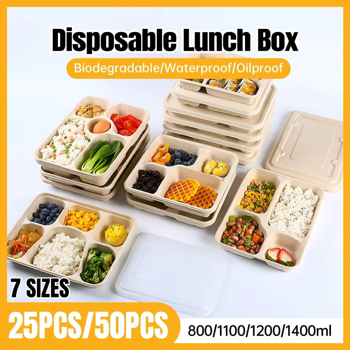 Plant Fibers Takeaway Containers Boxes 25-50pcs