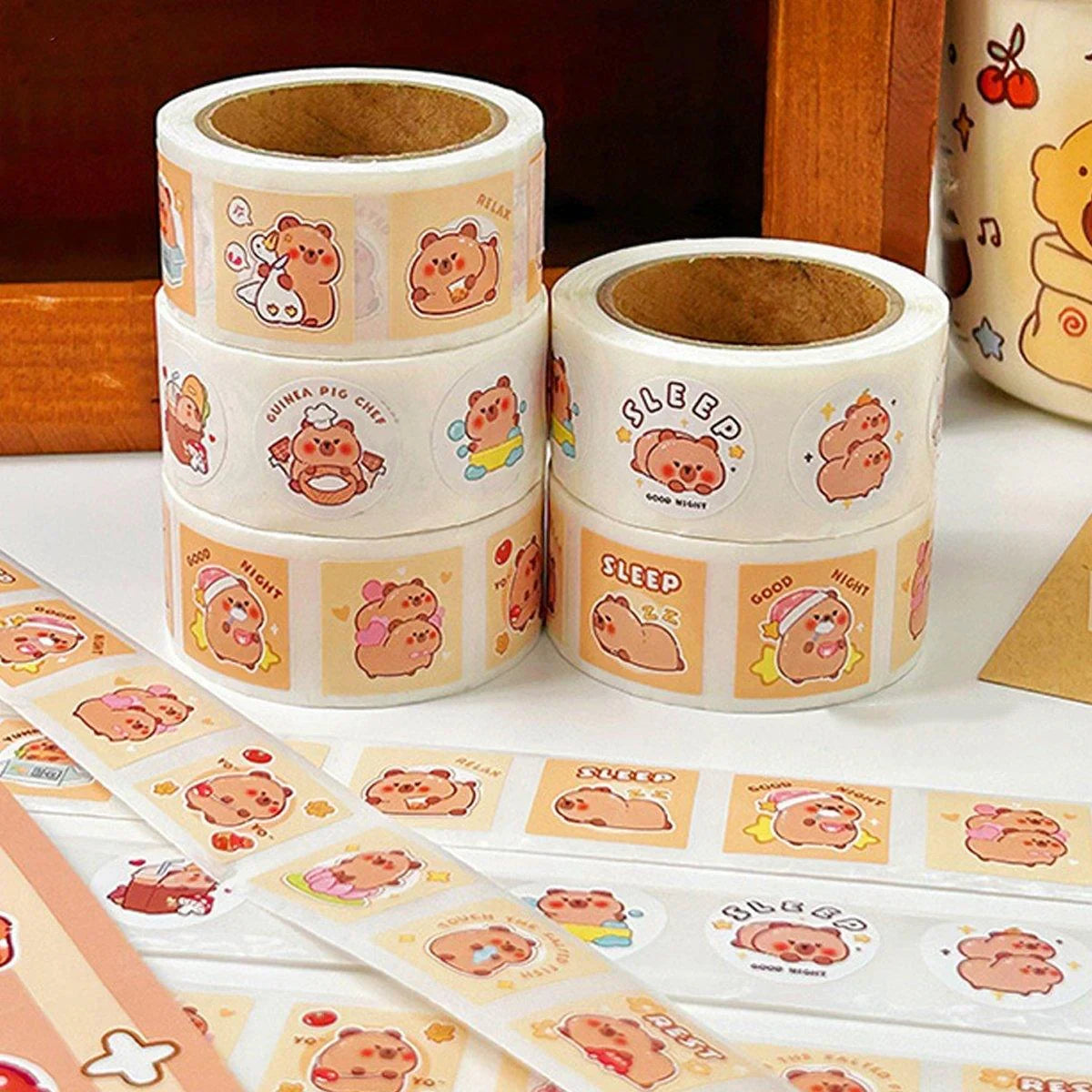 5Rolls Seal Stickers Cartoon Hand Account Stickers