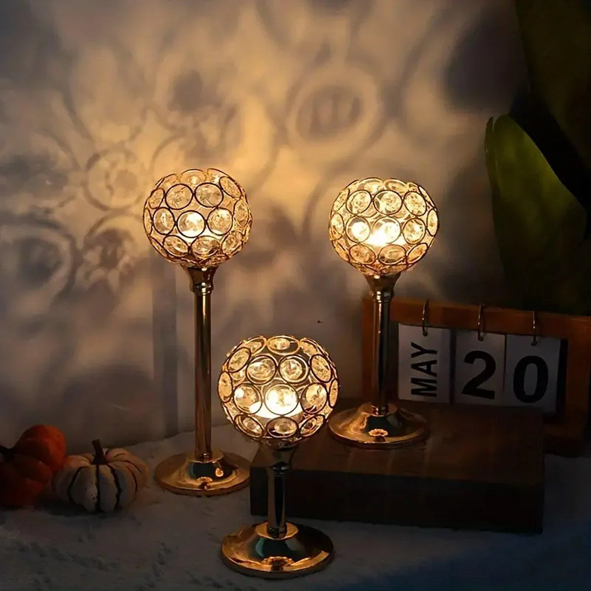 3PCS Crystal Candle Holders