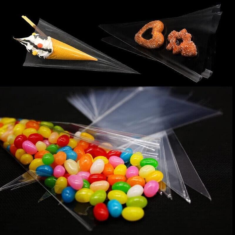100PCS Easter Clear Cello Cone Bags