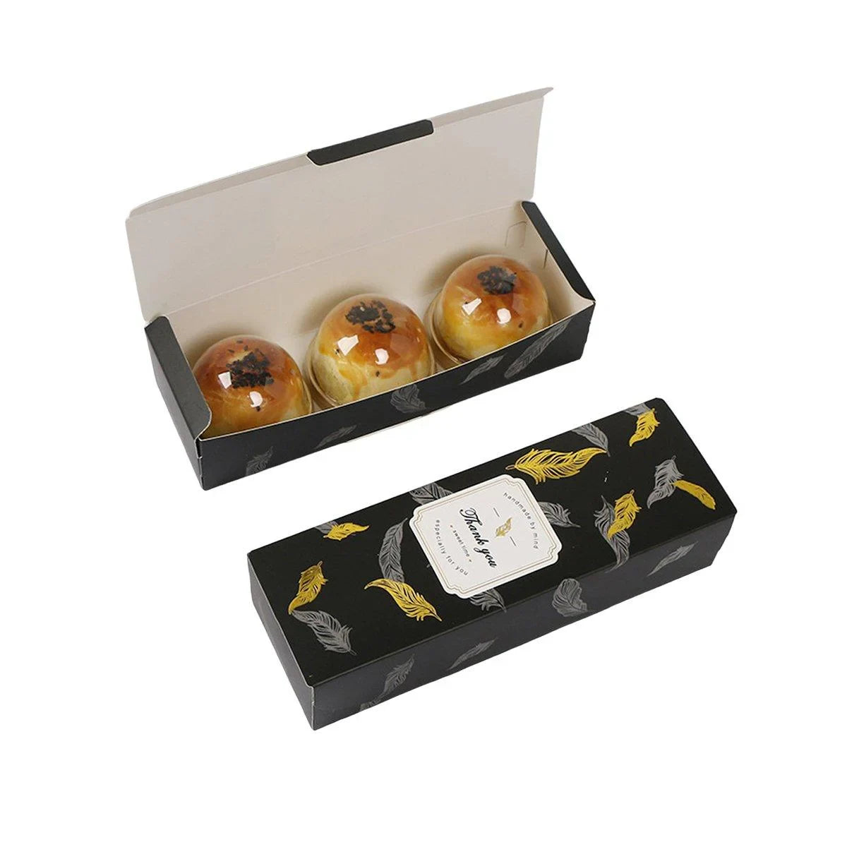 Long Strip Pastry Boxes Food-Grade Cardboard 25PCS