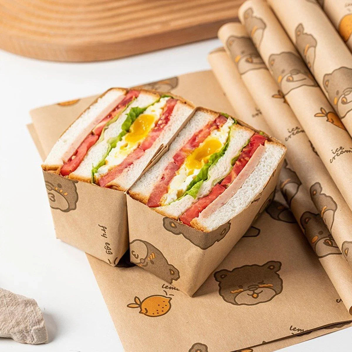 Grease-Proof Coated Sandwich Wrapping Papers 100PCS