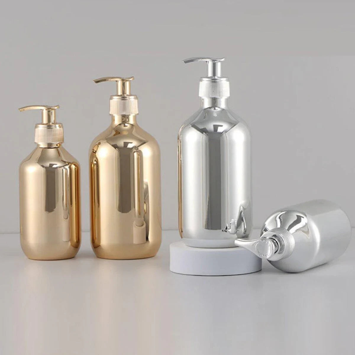 Pump Dispensing Bottle 5-Pack Silver and Gold 300ml/500ml