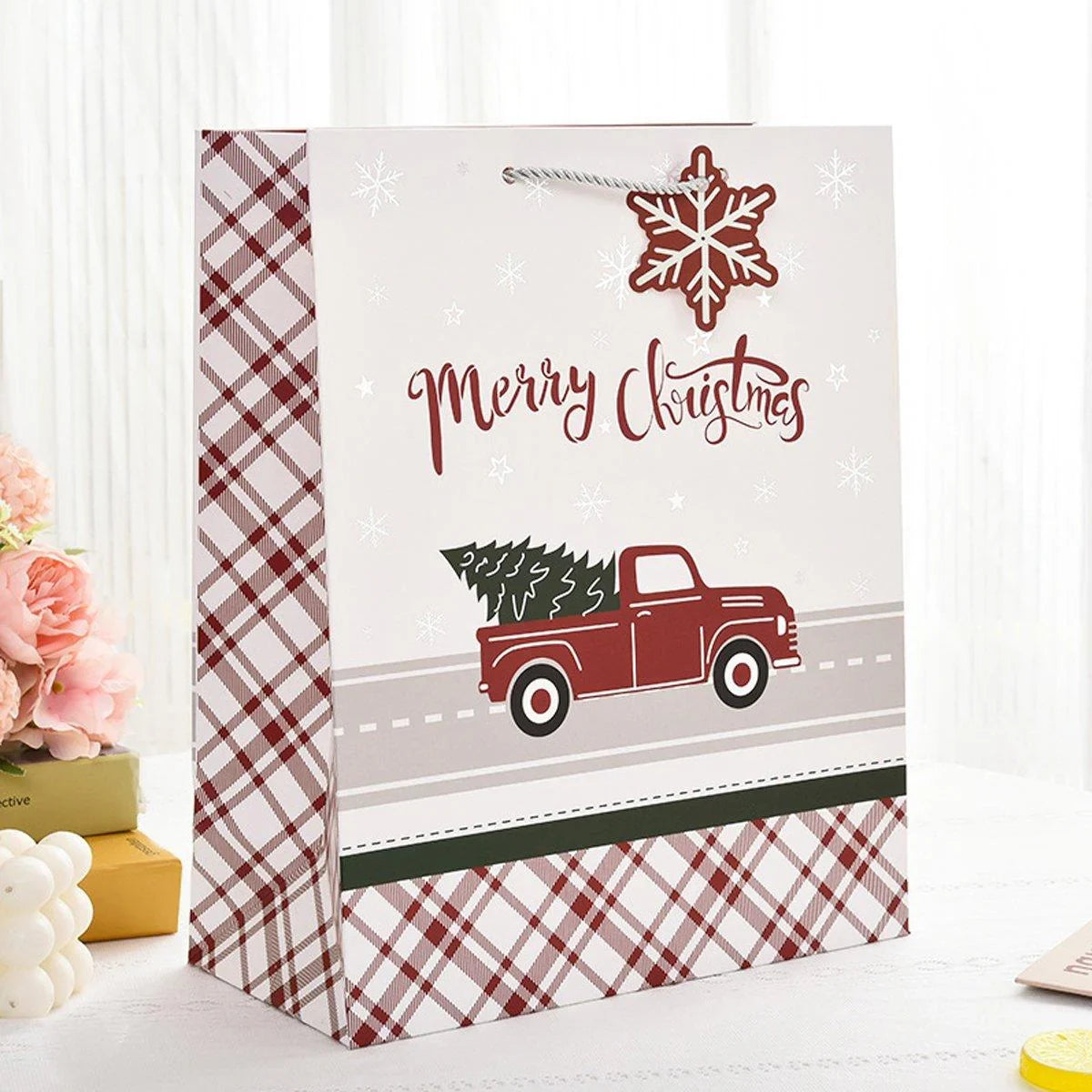 12PCS Christmas Paper Gift Bags Set Xmas Tote