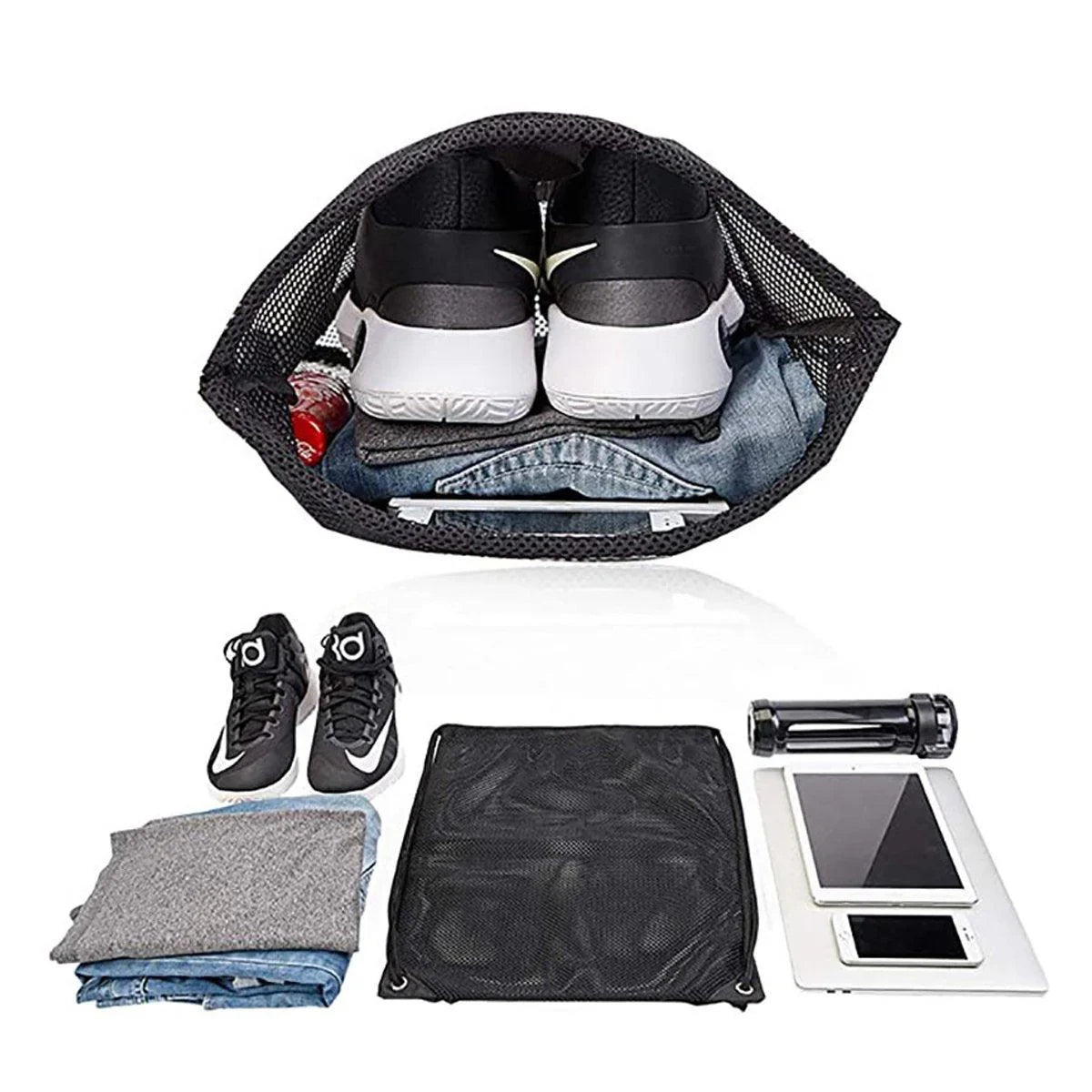 Drawstring Beach Clothes Mesh Storage Sports Fitness 4PCS