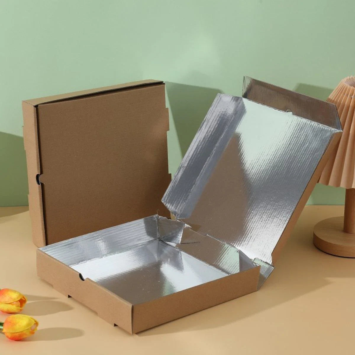 Pizza Boxes Aluminum Foil Lining Heat Retention 50PCS